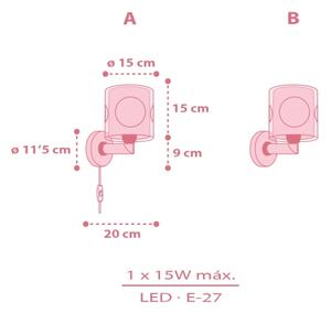 Dalber 60919 - Dětská nástěnná lampa PRINCESS DANCE 1xE27/15W/230V růžová
