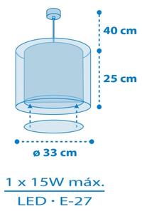 Dalber 40672 - Dětský lustr WORLD 1xE27/15W/230V modrá