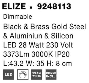 Nova Luce Stropní LED svítidlo ELIZE černá a mosazná zlatá, 28W 3000K stmívatelné