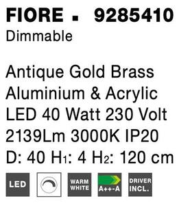 Nova Luce Závěsné LED svítidlo FIORE antický zlatý mosazný hliník a akryl 40W 3000K stmívatelné