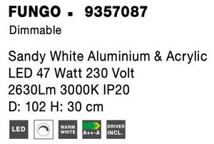 Nova Luce Stropní LED svítidlo FUNGO, 47W 3000K stmívatelné Barva: Zlatá