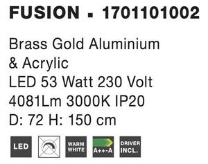 Nova Luce Závěsné LED svítidlo FUSION, 53W 3000K Barva: Zlatá