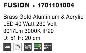 Nova Luce Stropní LED svítidlo FUSION, 40W 3000K Barva: Zlatá