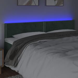 Čelo postele s LED tmavě zelené 200x5x78/88 cm samet