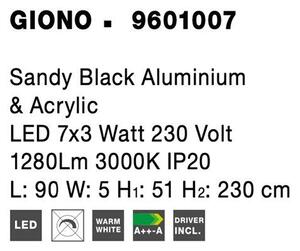 Nova Luce Závěsné LED svítidlo GIONO černý hliník a akryl 7x3W 3000K
