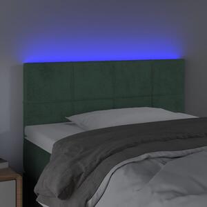 Čelo postele s LED tmavě zelené 90x5x78/88 cm samet