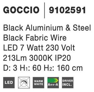 Nova Luce Závěsné LED svítidlo GOCCIO, 7W 3000K Barva: Černá