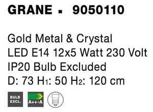 Nova Luce Závěsné svítidlo GRANE zlatý kov a křišťál E14 12x5W