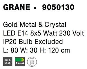 Nova Luce Závěsné svítidlo GRANE zlatý kov a křišťál E14 8x5W
