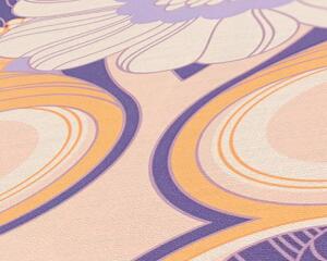 A.S. Création | Vliesová tapeta na zeď Retro Chic 39530-3 | 0,53 x 8,5 m | růžová, oranžová, fialová, krémová, vícebarevná