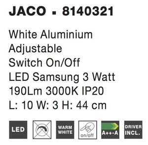 Nova Luce Bodové LED svítidlo JACO, 3W, 3200K nastavitelné vypínač na těle Barva: Bílá