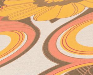 A.S. Création | Vliesová tapeta na zeď Retro Chic 39530-4 | 0,53 x 8,5 m | žlutá, oranžová, hnědá, bílá, červená, vícebarevná