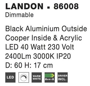 Nova Luce Stropní LED svítidlo LANDON černé, 40W 3000K stmívatelné