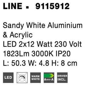 Nova Luce Nástěnné LED svítidlo LINE bílá hliník a akryl 2x12W 3000K