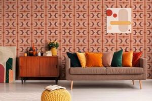 A.S. Création | Vliesová tapeta na zeď Retro Chic 39533-2 | 0,53 x 8,5 m | červená, oranžová, vínová, meruňková