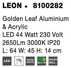 Nova Luce Stropní LED svítidlo LEON plátkovaný zlatý hliník a akryl 44W 3000K