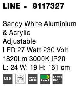 Nova Luce Stojací LED lampa LINE bílá hliník a akryl nastavitelné 27W 3000K