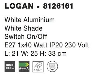 Nova Luce Nástěnné svítidlo LOGAN bílá hliník bílé stínidlo E27 1x12W vypínač na těle