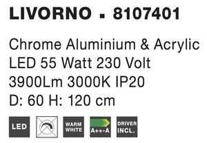 Nova Luce Závěsné LED svítidlo LIVORNO chromovaný hliník a akryl nastavitelné 55W 3000K