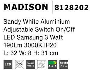 Nova Luce Bodové LED svítidlo MADISON, 3W 3200K vypínač na těle nastavitelné Barva: Nikl