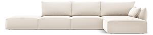 Béžová sametová rohová pohovka (pravý roh/s lenoškou) Vanda – Mazzini Sofas
