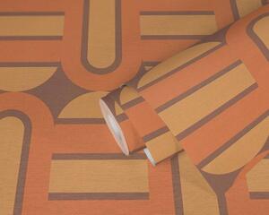 A.S. Création | Vliesová tapeta na zeď Retro Chic 39536-2 | 0,53 x 8,5 m | oranžová, hnědá, žlutá