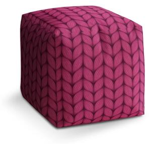 Sablio Taburet Cube Pletení ve fuchsiové barvě - 40x40x40 cm