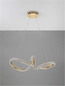 Nova Luce Závěsné LED svítidlo MEDORA mosazný zlatý hliník a akryl 42W 3000K stmívatelné