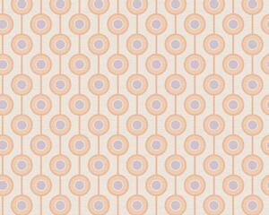A.S. Création | Vliesová tapeta na zeď Retro Chic 39537-5 | 0,53 x 8,5 m | meruňková, oranžová, fialová, krémová