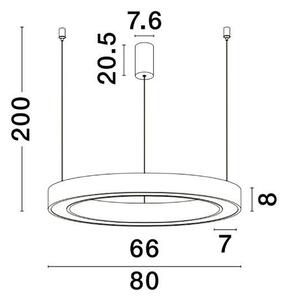 Nova Luce Závěsné LED svítidlo MORBIDO, ø 80cm, 60W, 2700K-4000K vč.dálkového ovládání stmívatelné Tuya Barva: Bílá