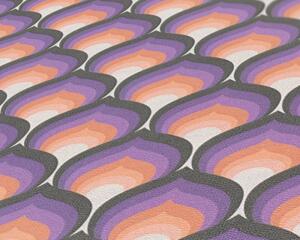A.S. Création | Vliesová tapeta na zeď Retro Chic 39538-2 | 0,53 x 8,5 m | černá, oranžová, krémová, fialová, vícebarevná