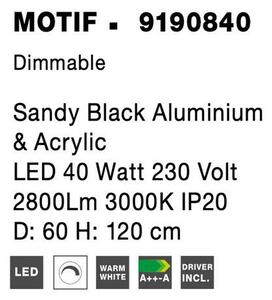 Nova Luce Závěsné LED svítidlo MOTIF, ø 60cm, 40W 3000K stmívatelné Barva: Černá