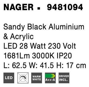 Nova Luce Stropní LED svítidlo NAGER černý hliník a akryl 28W 3000K