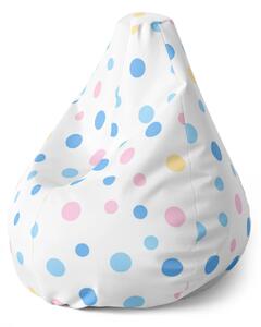 Sablio Sedací vak Pear Barevné puntíky na bílé - 70 x 95 x 15 cm