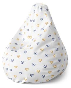 Sablio Sedací vak Pear Malované srdce na bílé - 70 x 95 x 15 cm