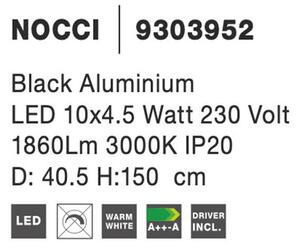 Nova Luce Závěsné LED svítidlo NOCCI černý hliník černý kabel 10x4.5W 3000K