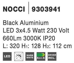 Nova Luce Závěsné LED svítidlo NOCCI černý hliník černý kabel 3x4.5W 3000K