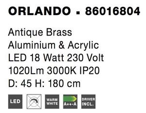 Nova Luce Závěsné LED svítidlo ORLANDO antický mosazný hliník a akryl 18W 3000K