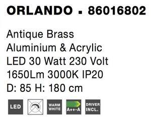 Nova Luce Závěsné LED svítidlo ORLANDO antický mosazný hliník a akryl 30W 3000K