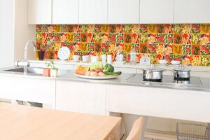 DIMEX | Fototapeta do kuchyně Malované kachličky KI-350-166 | 350 x 60 cm | vícebarevná