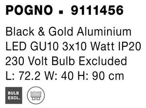 Nova Luce Závěsné svítidlo POGNO černá a zlatý hliník GU10 3x10W