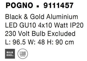 Nova Luce Závěsné svítidlo POGNO černá a zlatý hliník GU10 4x10W