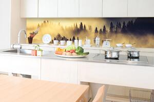 DIMEX | Fototapeta do kuchyně Lesní krajina KI-350-142 | 350 x 60 cm | černá, žlutá