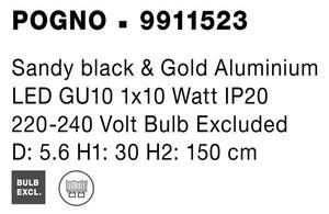 Nova Luce Závěsné svítidlo POGNO černá a zlatý hliník GU10 1x10W