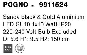 Nova Luce Závěsné svítidlo POGNO černá a zlatý hliník GU10 1x10W