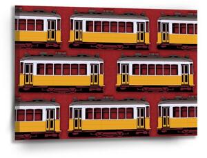 Sablio Obraz Lisabonské historické tramvaje Červený Pattern - 90x60 cm