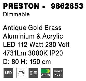 Nova Luce Závěsné LED svítidlo PRESTON, 112W 3000K stmívatelné