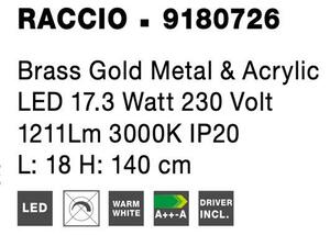 Nova Luce Stojací LED lampa RACCIO, 17.3W 3000K Barva: Zlatá