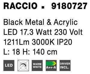 Nova Luce Stojací LED lampa RACCIO, 17.3W 3000K Barva: Černá