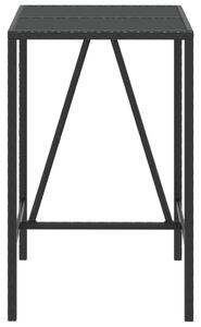 Zahradní stůl se skleněnou deskou černý 70x70x110 cm polyratan